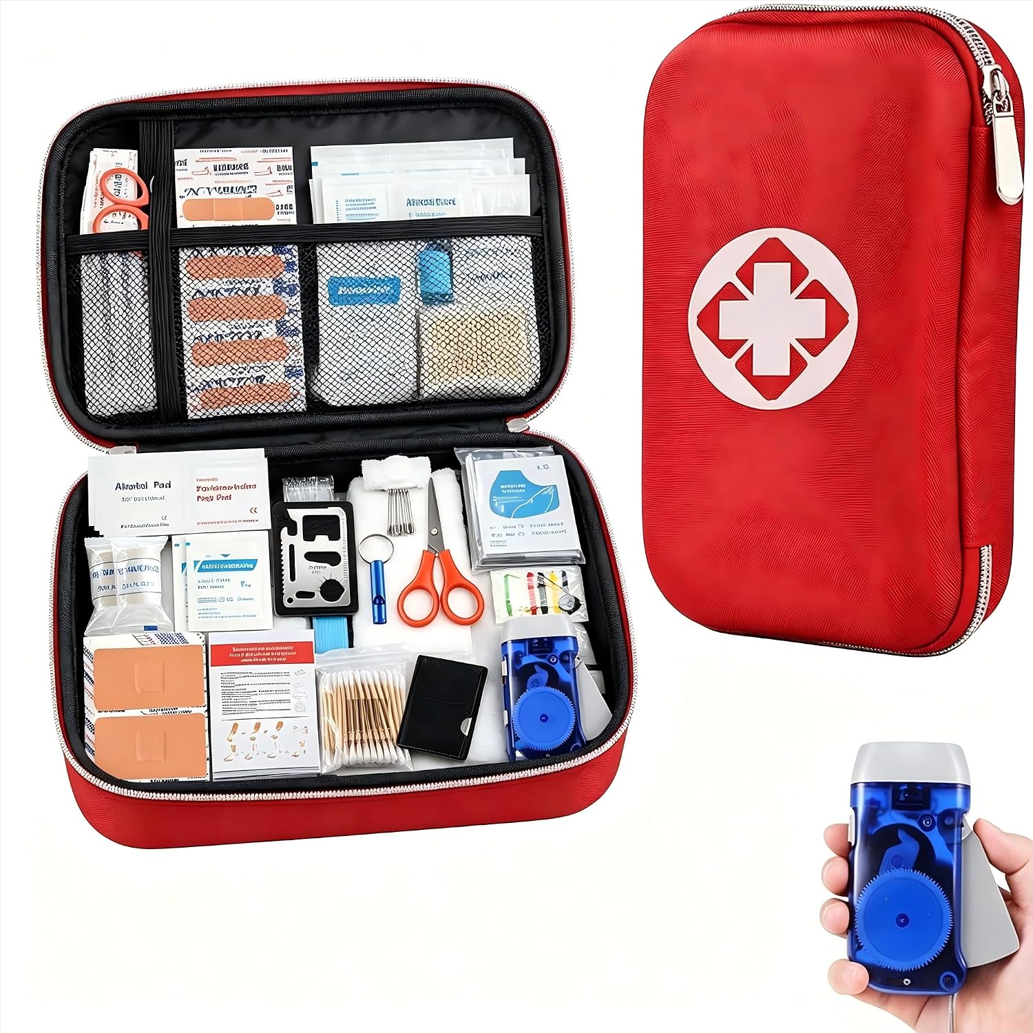 Detalle de Foscomax JJB210PCS-Red First Aid Kit, 210 Pieces, Waterproof Red Case