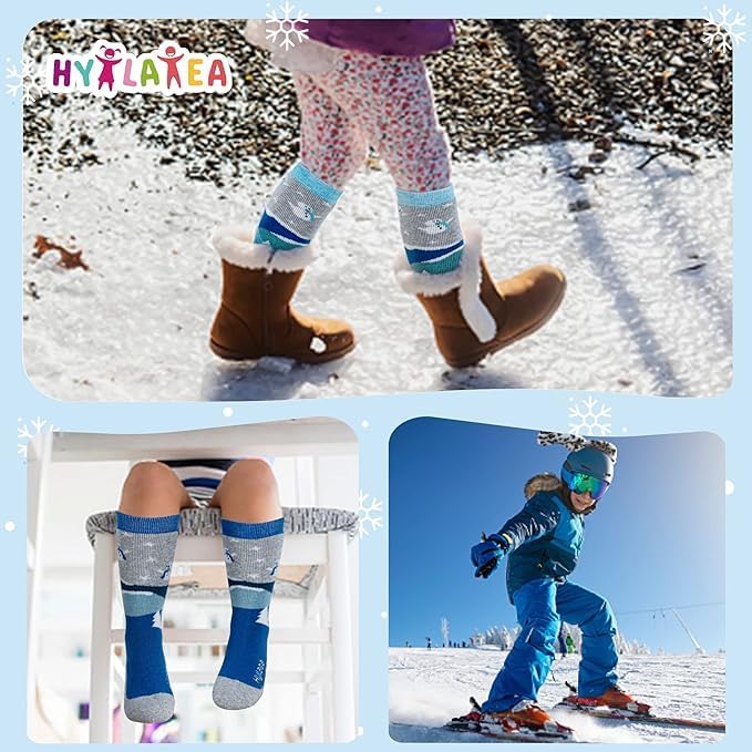 Thumbnail 5 de Hylaea Kids Knee-High Merino Wool Ski Socks, 3-Pack with Full Cushioning