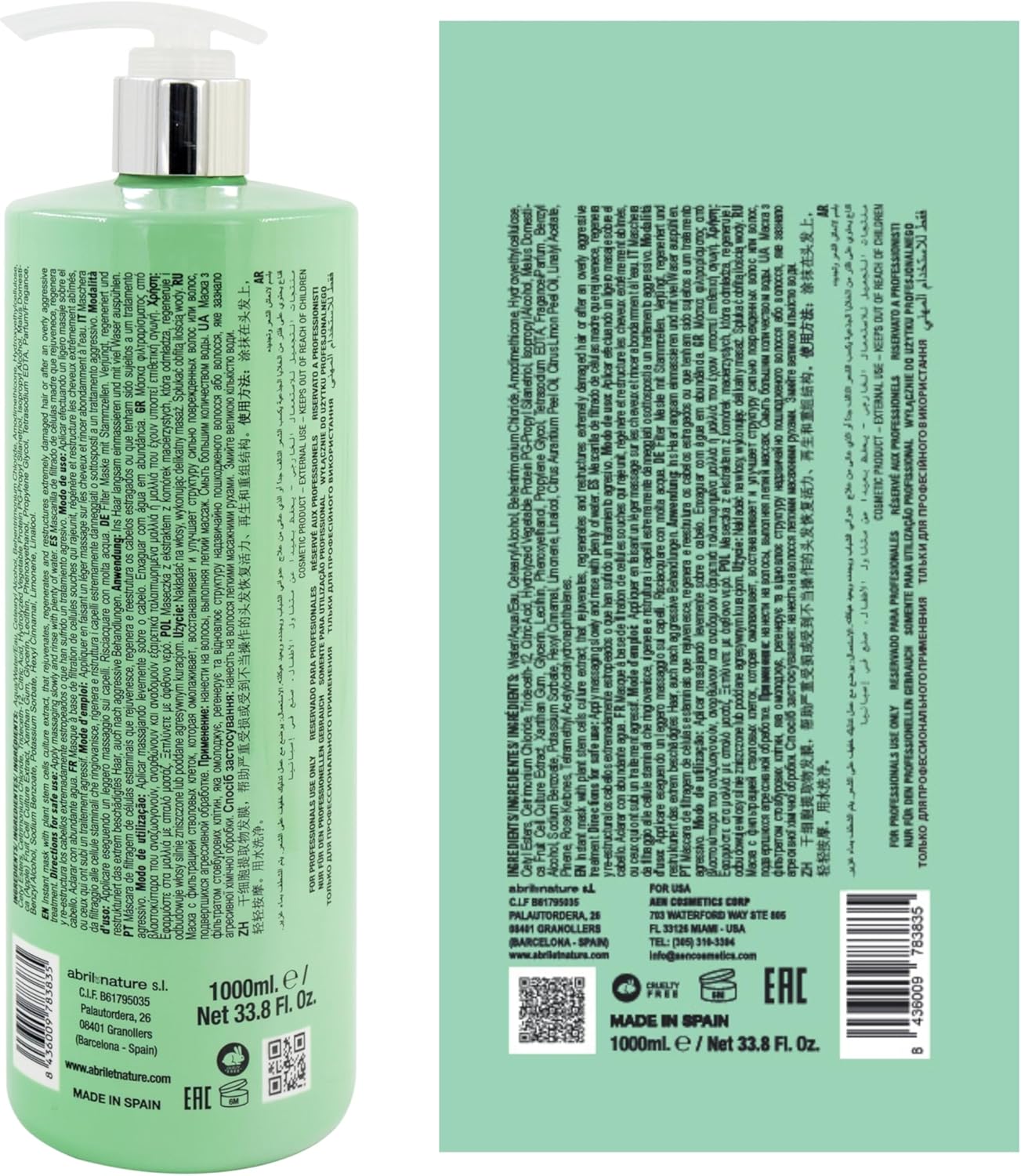 Thumbnail 6 de abril et nature Cell Innove Masque Cheveux Professionnel – Après-shampooing hydratant aux cellules souches végétales (1000 ml)