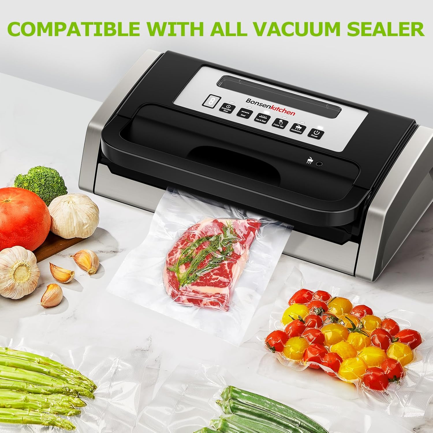 Thumbnail 5 de Bonsenkitchen Vakuumrollen Set (20 cm x 5 m & 28 cm x 5 m) – Profi-Vakuumierfolie BPA-frei für Vakuumierer