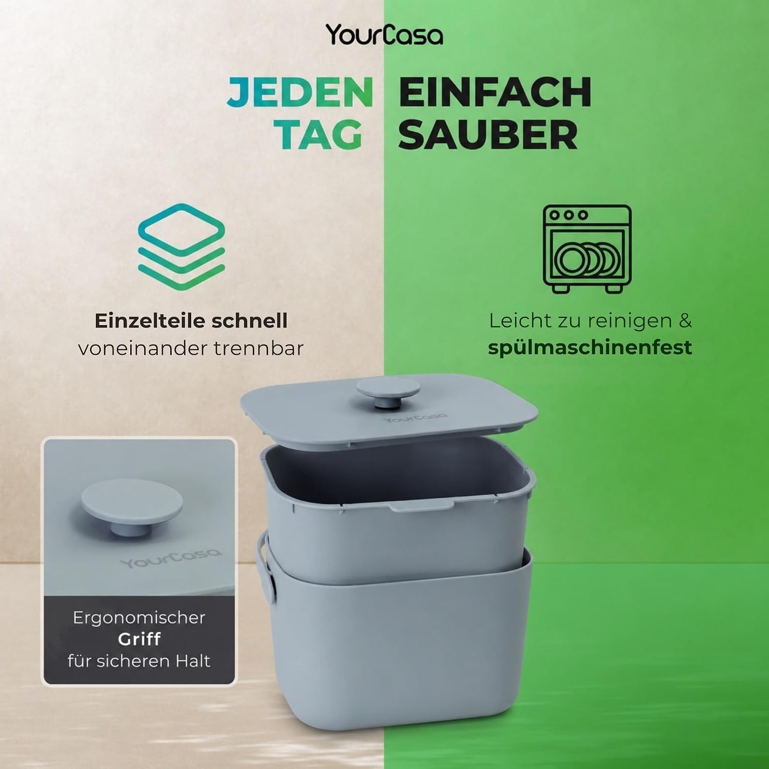 Detalle 1 de YourCasa Biomülleimer Küche 5 l für Biomüll
