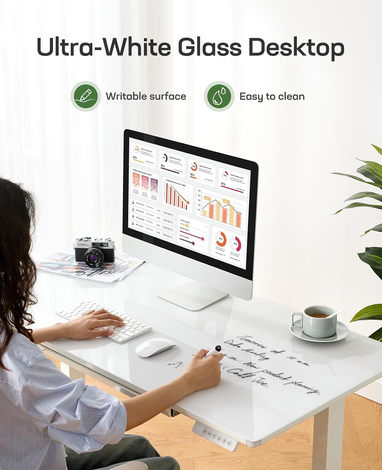 Thumbnail 3 de Marsail Glass Standing Desk 37 x 22 Inches