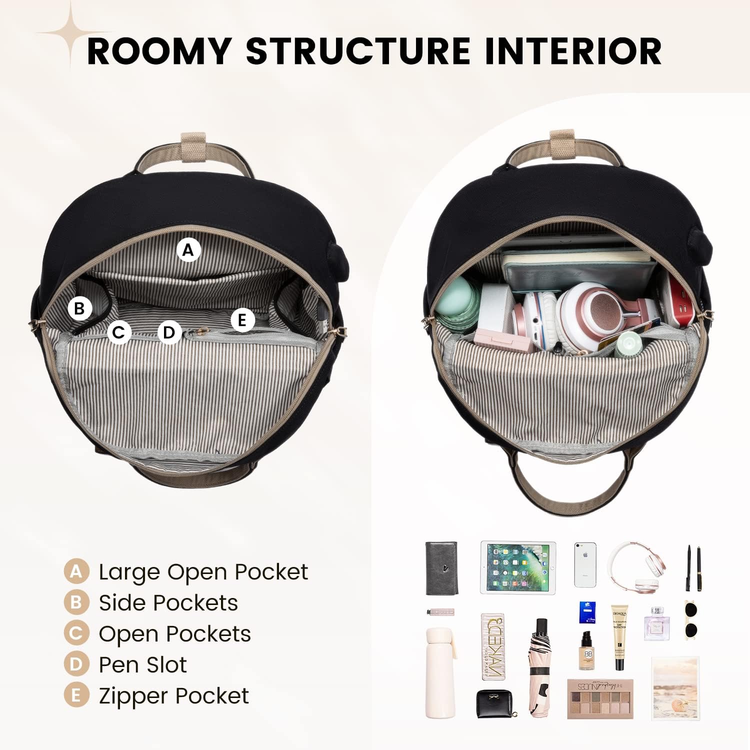 Thumbnail 2 de LOVEVOOK Zaino da donna piccolo: impermeabile 2 in 1 con porta USB, stile urbano ed essenziale