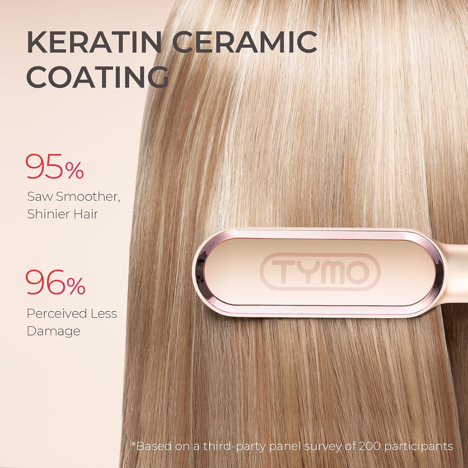 Thumbnail 6 de TYMO Hair Straightener Brush UK: 2-in-1 Flat Iron and Brush (Peach)