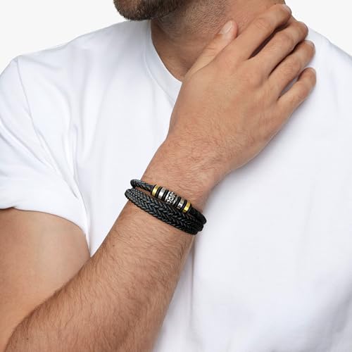 Detalle 2 de BMMYE Gift for Son Leather Bracelet – Personalised Triple-Braided Mens Gift