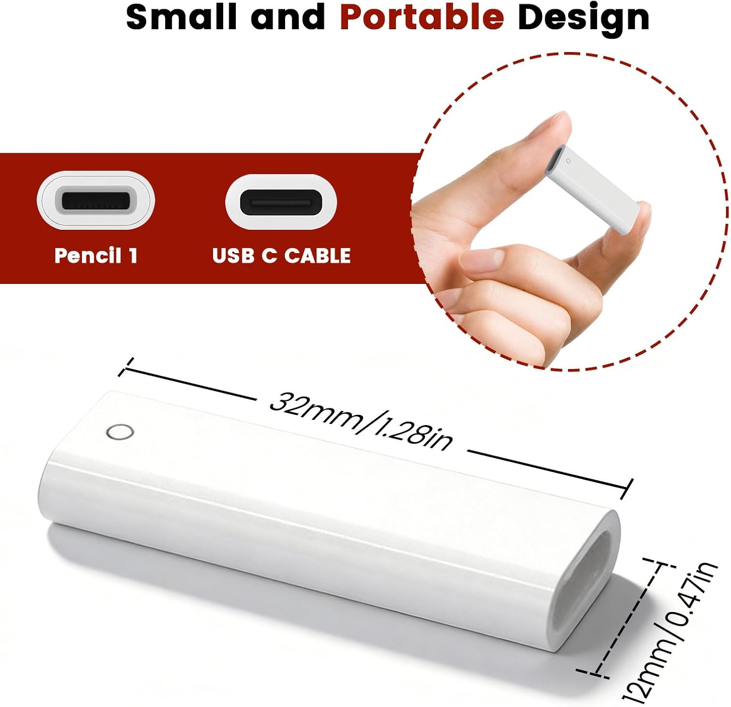 Detalle de Lizoak USB-C to Pencil Adapter for Apple Pencil 1st Gen with Bluetooth Pairing – USB-C or Lightning Charging for iPad 10th/11th Gen (A16)