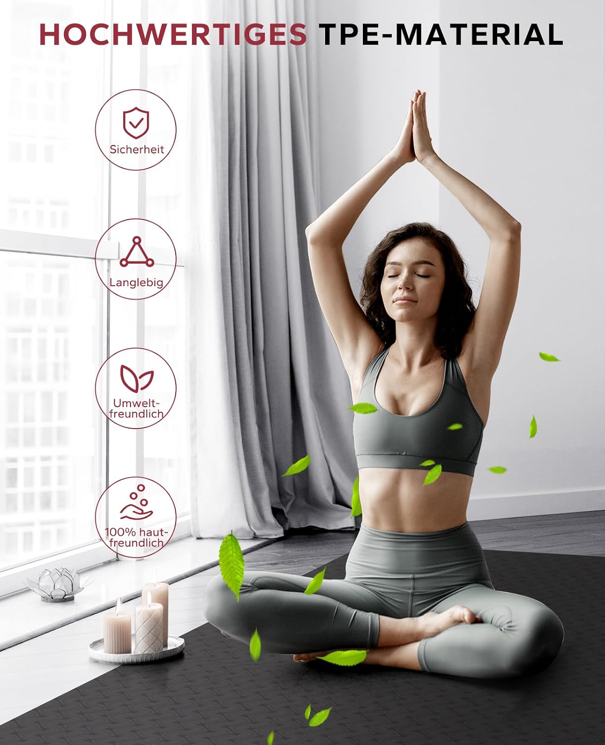 Thumbnail 5 de HAPBEAR Yogamatte XXL 183 cm groß, 6 mm Dicke