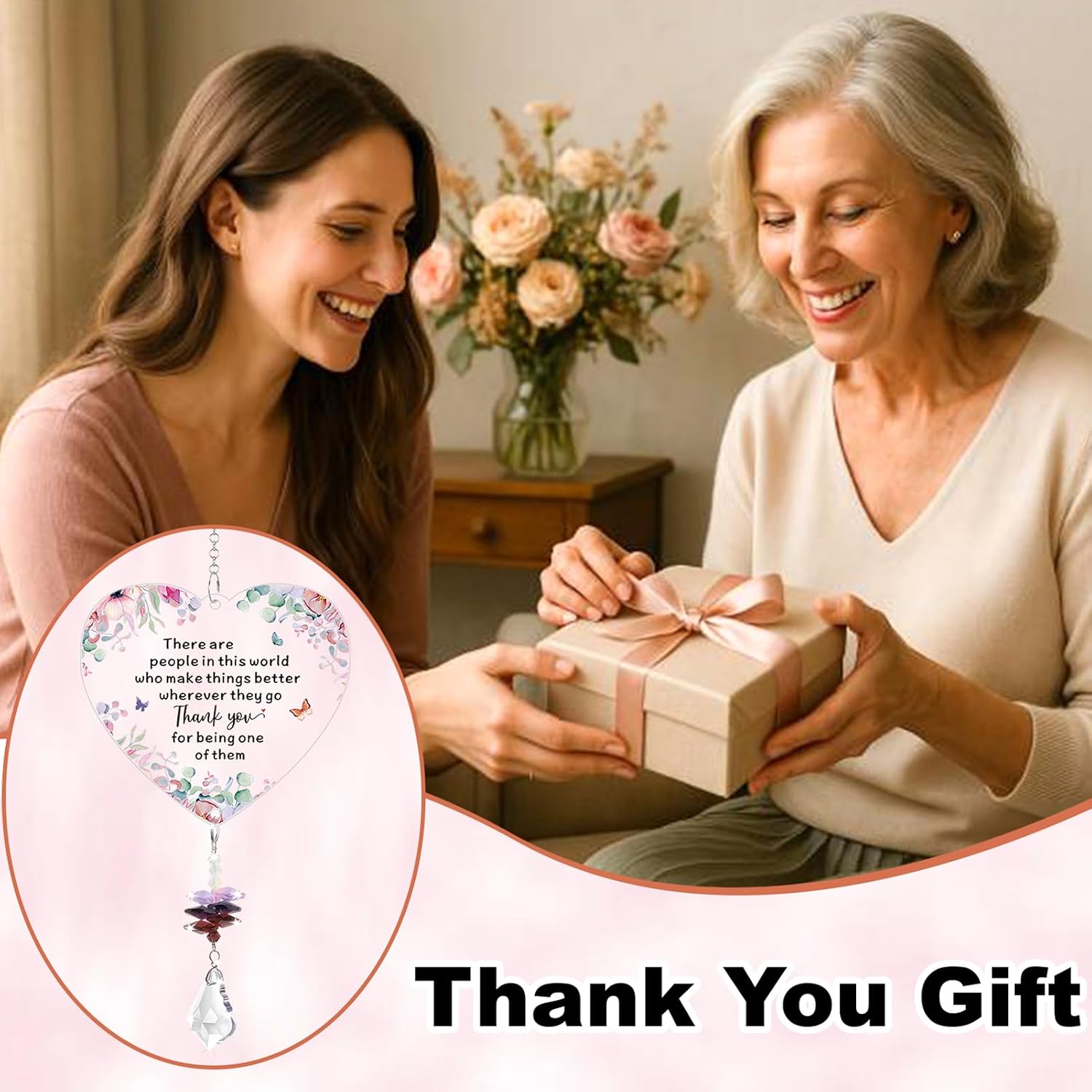 Thumbnail 1 de Thank You Gift Crystal Suncatcher – Heart Design for Teachers, Colleagues, Friends and More
