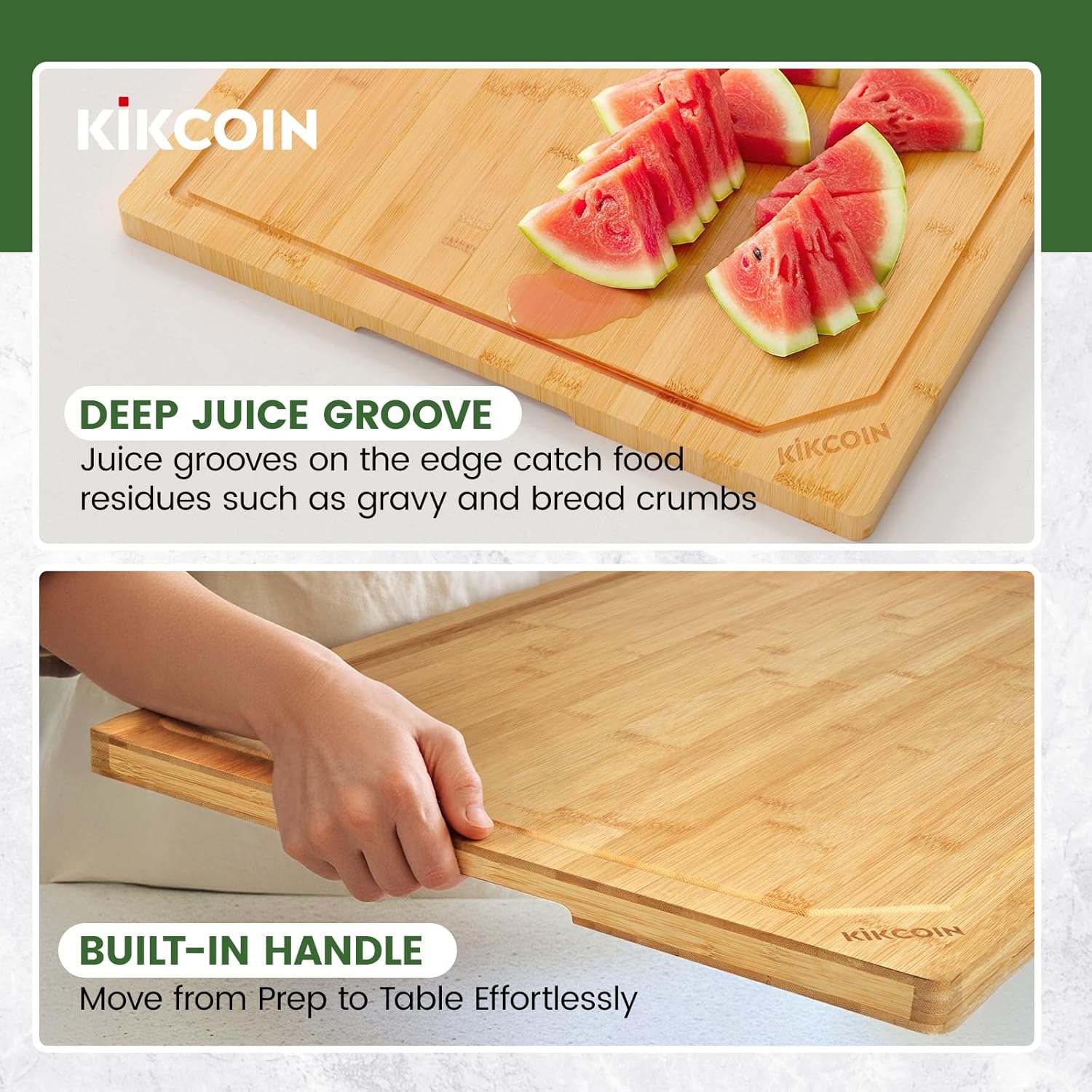 Thumbnail 6 de Kikcoin 36” × 24” Bamboo Cutting Board — Heavy‑Duty, Multiuse Kitchen Surface