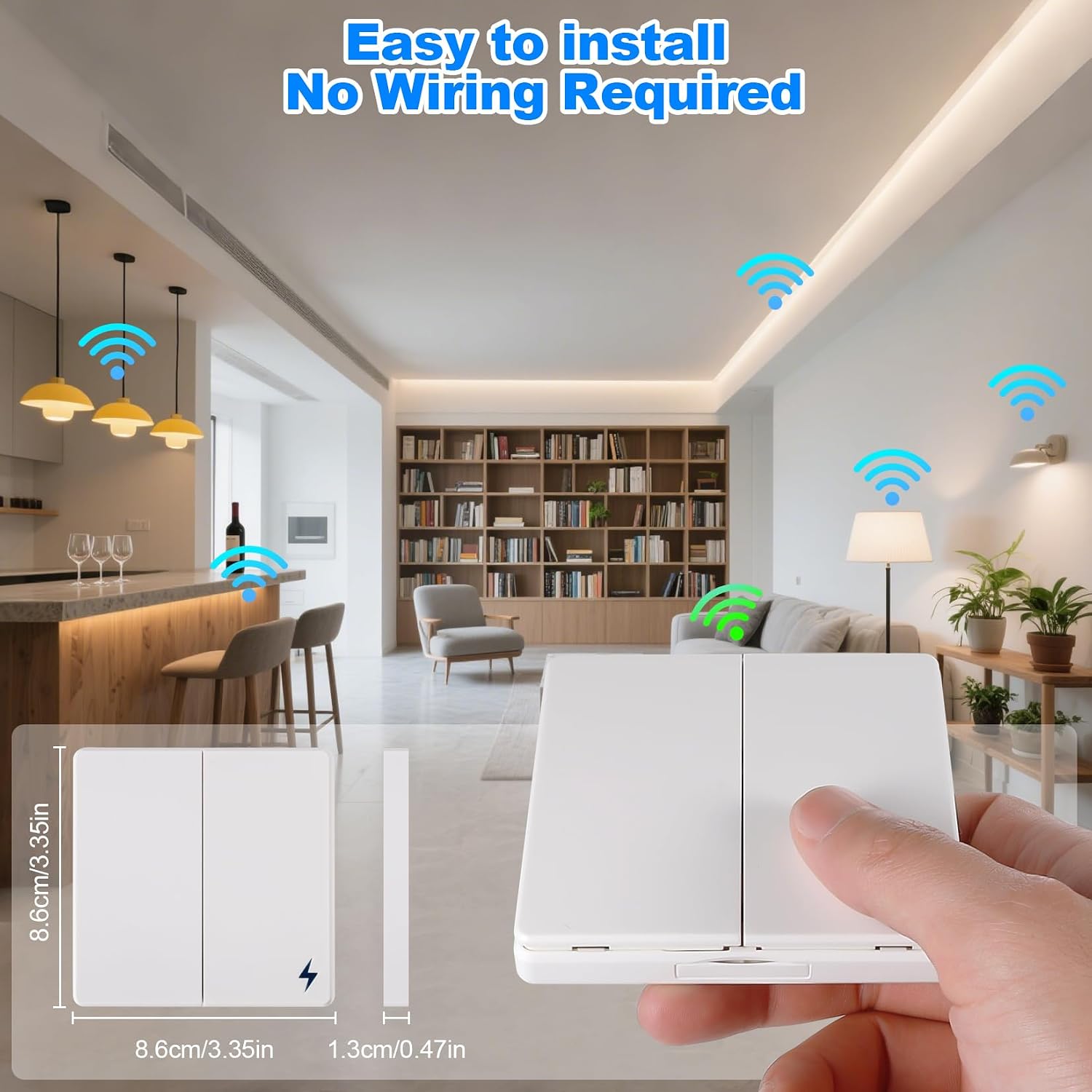 Detalle de LYGKJ 2 Switch and 2 Receiver Wireless Light Switch Kit, 16 A, AC 90–250 V