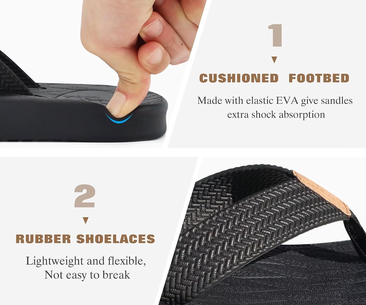 Detalle de KuaiLu Mens Flip Flops with Arch Support and Cushioned Sole