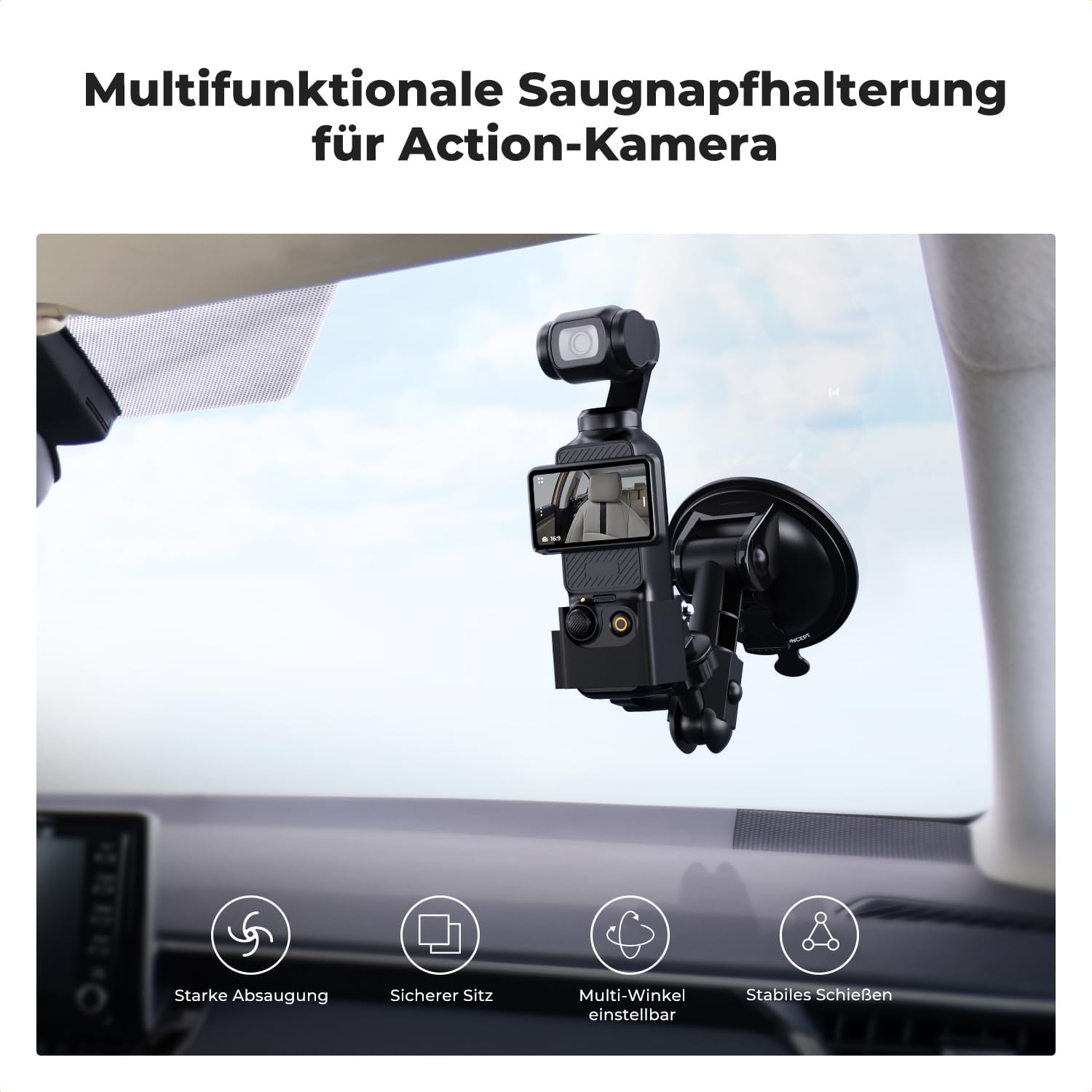 Thumbnail 1 de K&F CONCEPT Saugnapfhalterung für DJI Osmo Pocket 3 – mit 1/4-Gewinde, Adapter für Action-Cams