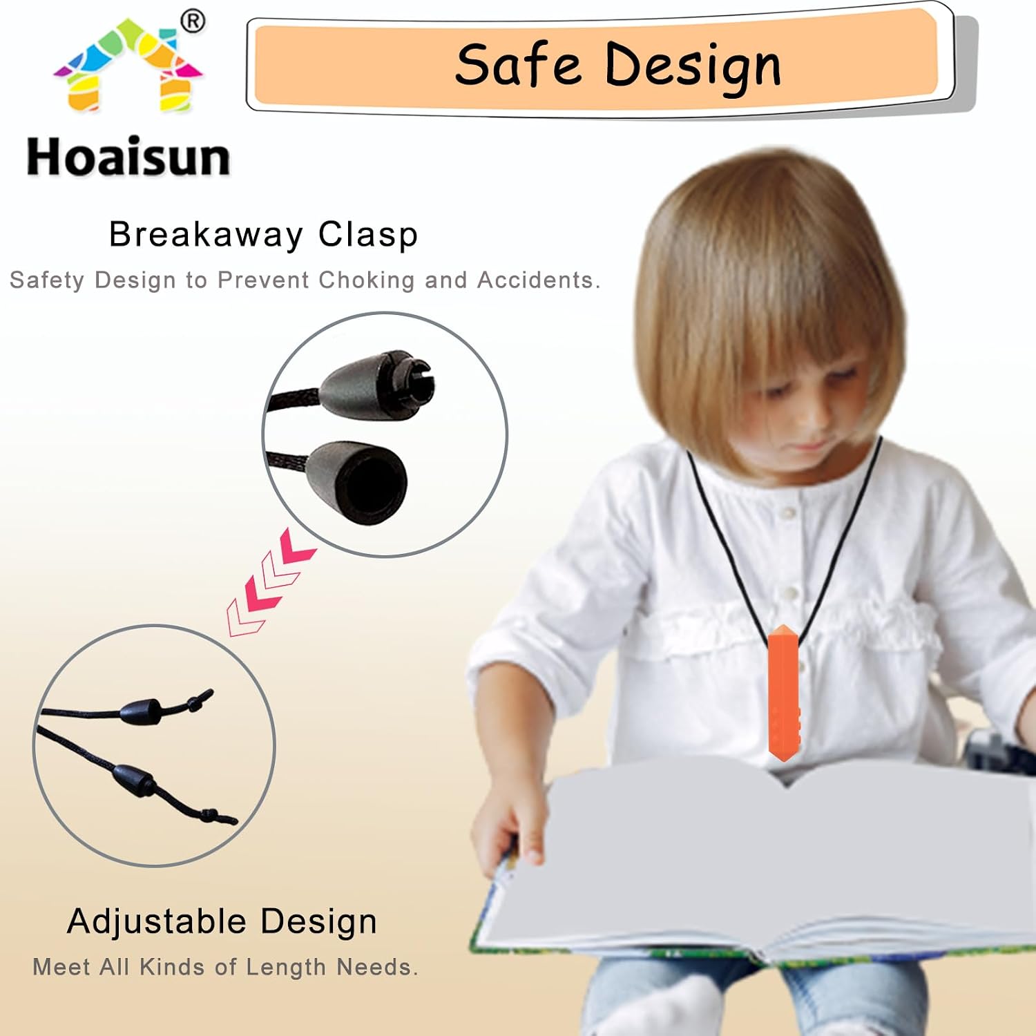 Detalle de Kau-Halsketten für sensorische Kinder – 8er Pack Silikon in Diamant-Form (Chewy) für Jungen & Mädchen
