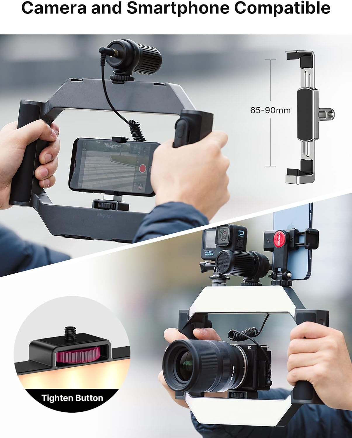 Thumbnail 4 de ULANZI U-Rig Smartphone Video Rig avec lumière (2500K-9000K) et stabilisateur pour téléphone 4-7 pouces