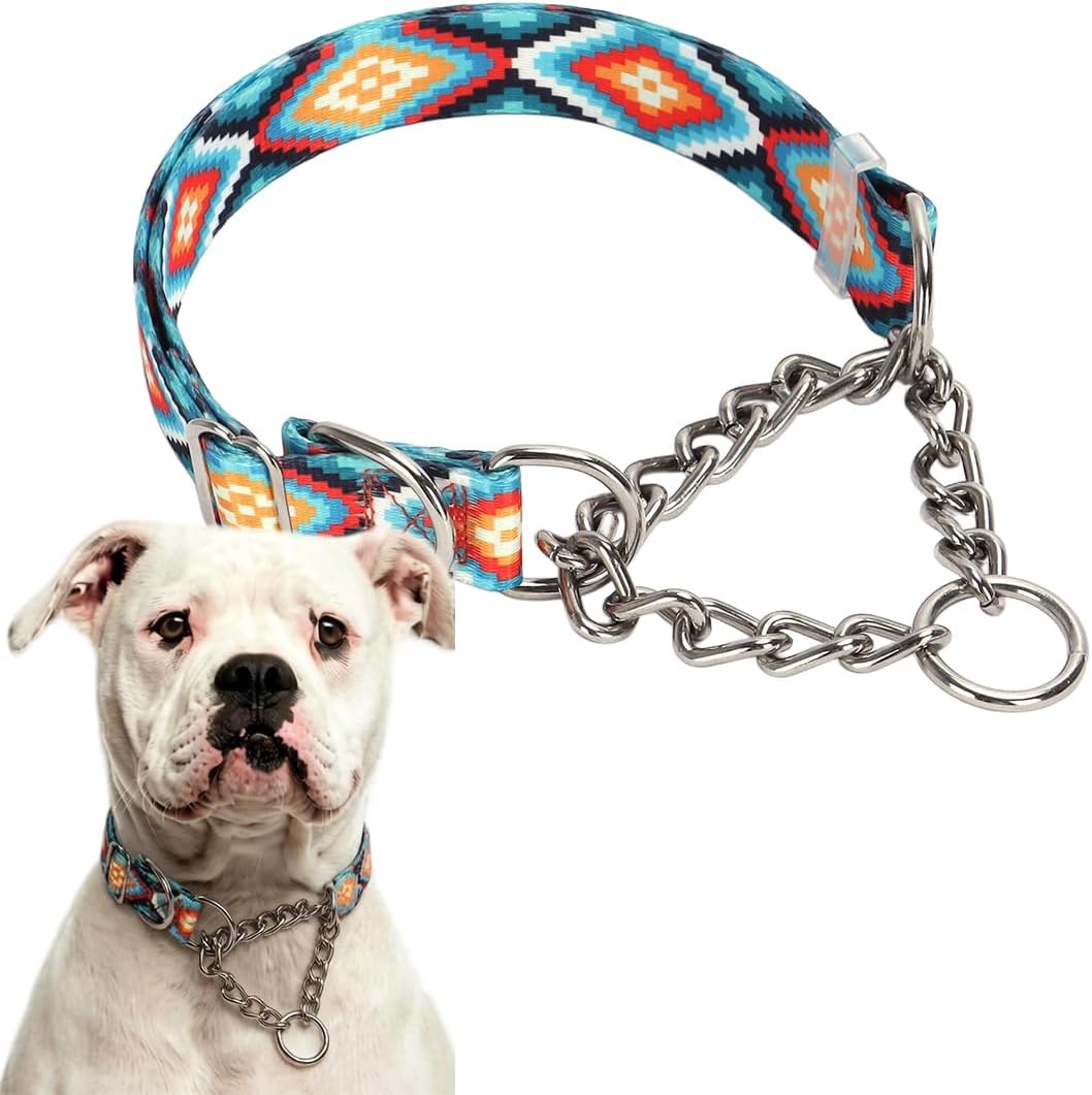Detalle de Hotlion Chain Dog Collar: Heavy-Duty Martingale for Training and Walking