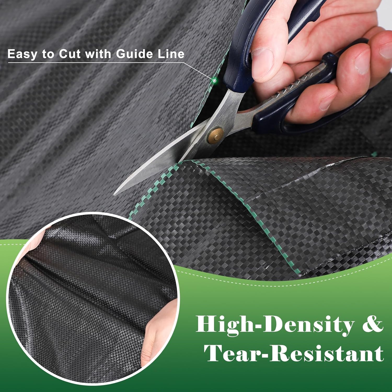 Thumbnail 3 de FEED GARDEN 4FT x 100FT Landscape Fabric Weed Barrier (2 Pack 4x50FT) with 30 U-Shaped Stakes