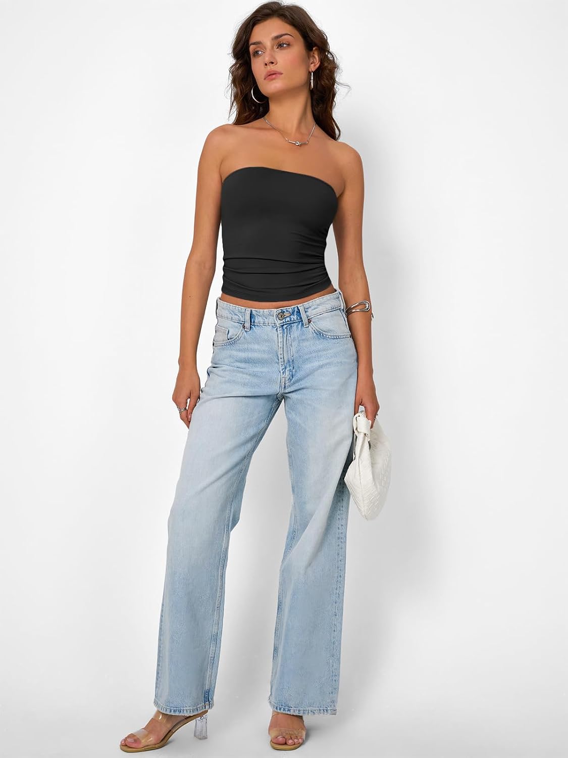 Detalle 2 de Trendy Queen Women’s Strapless Bandeau Crop Top (Y2K Seamless-Feel)