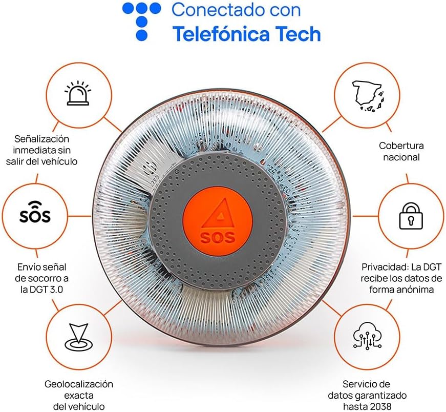 Detalle de FLASH LED SOS V16 – połączona lampka awaryjna DGT 3.0, IP54, podstawa magnetyczna