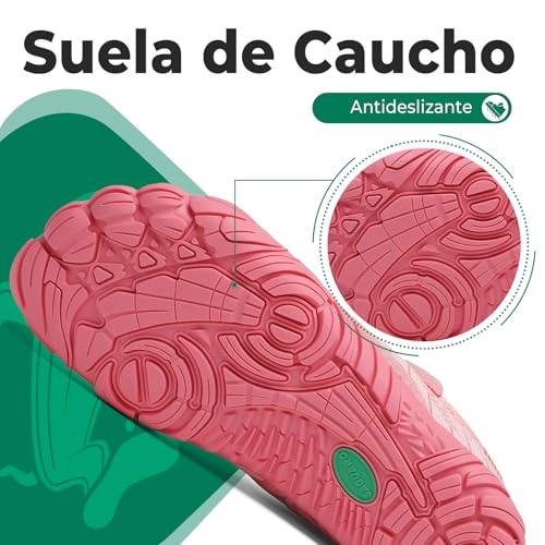 Detalle de SAGUARO Barefoot Zapatillas Minimalistas para Trail – Rosa Claro, Gr.38 (Free Ⅰ)