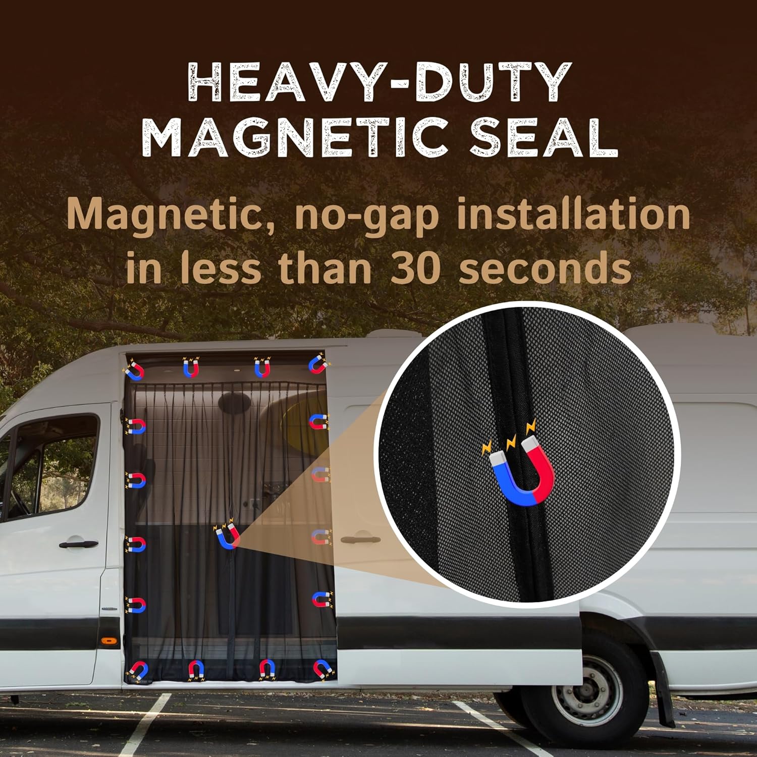 Thumbnail 2 de Living in a Bubble Van Insektennetz für Mercedes-Benz Sprinter, Renault Master und VW Crafter (Hoch-/Superhochdach) mit Schiebetür-Magnetverschluss