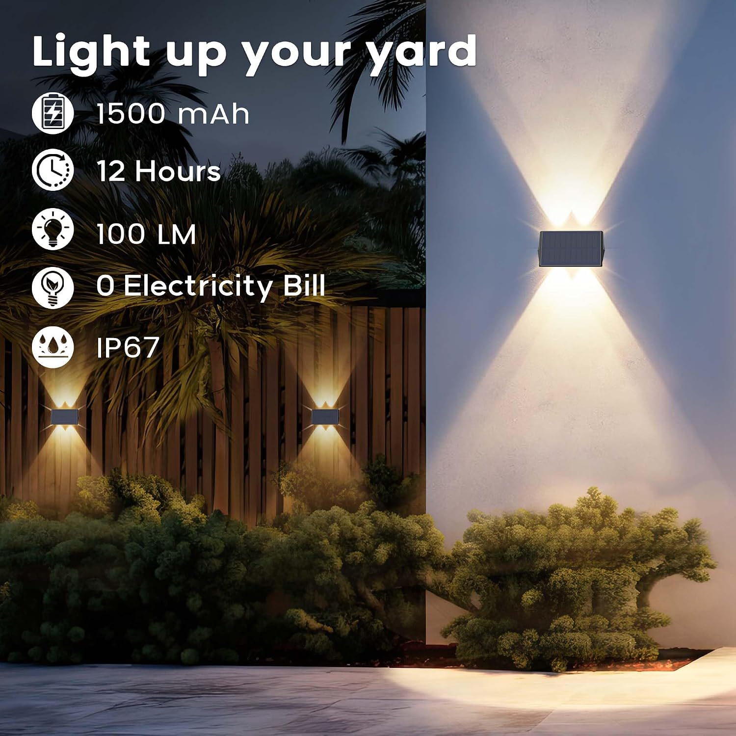 Detalle 2 de IIRARA YH0616 Solar Fence Lights, 6-Pack Warm White Up/Down LEDs
