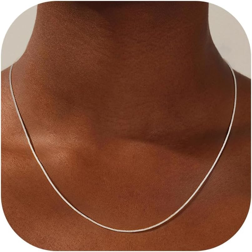 Detalle de SLOONG Kette Silber 925 Damen Boxkette 0,8 mm – Halskette ohne Anhänger in 41/46/51/56/61 cm