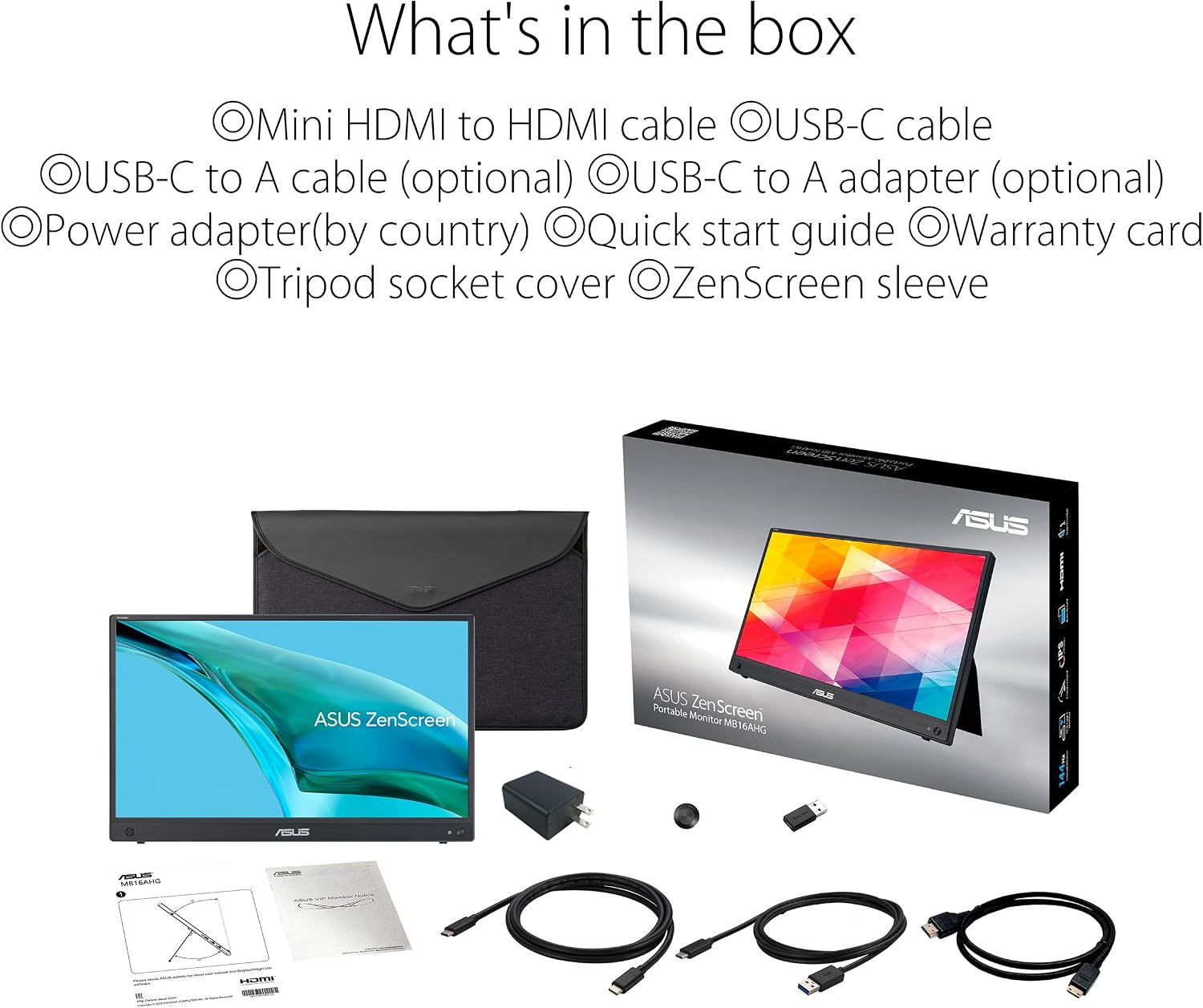 Thumbnail 6 de ASUS ZenScreen MB16AHG Portable Monitor: 15.6-inch Full HD IPS, 144Hz, USB-C & Mini-HDMI