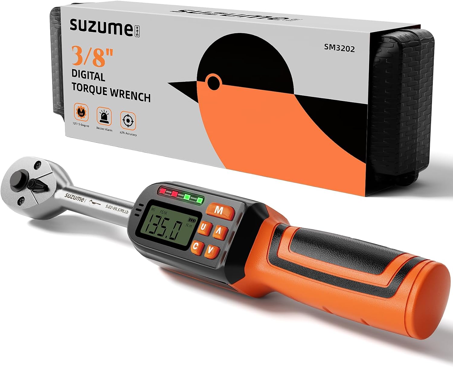 Detalle de SUZUME Digital Torque Wrench, 3/8-Inch Drive, ±2% Accuracy, Peak and Track Modes