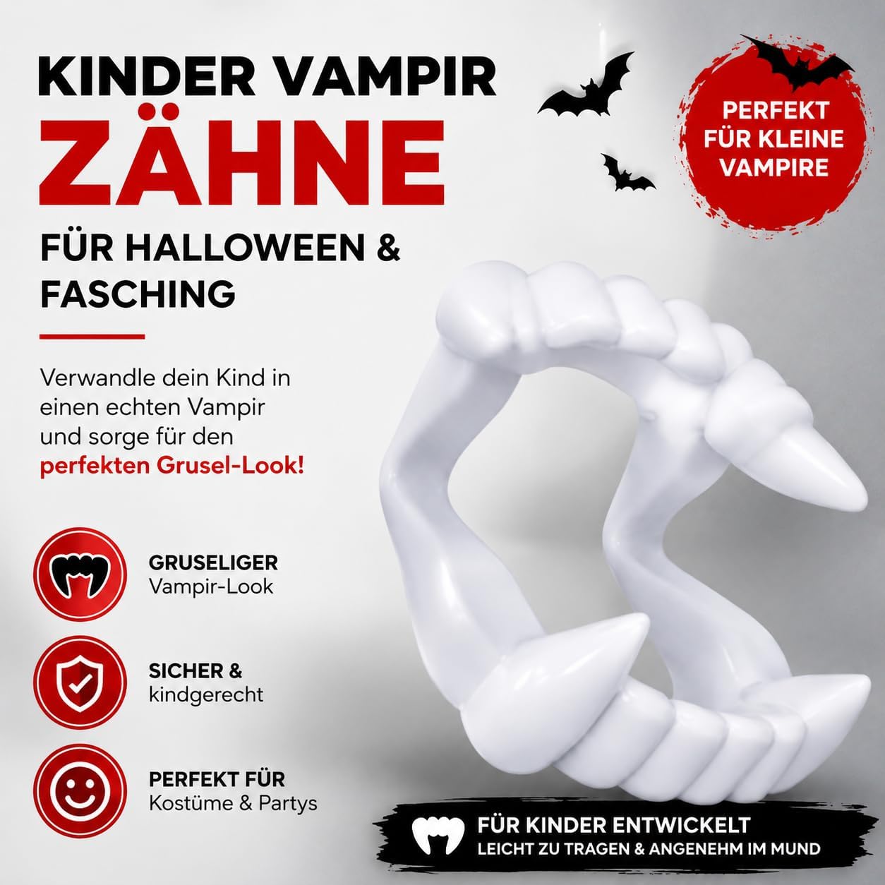 Thumbnail 6 de Costumed Store CO-001 vampyrtänder för barn med tydliga huggtänder