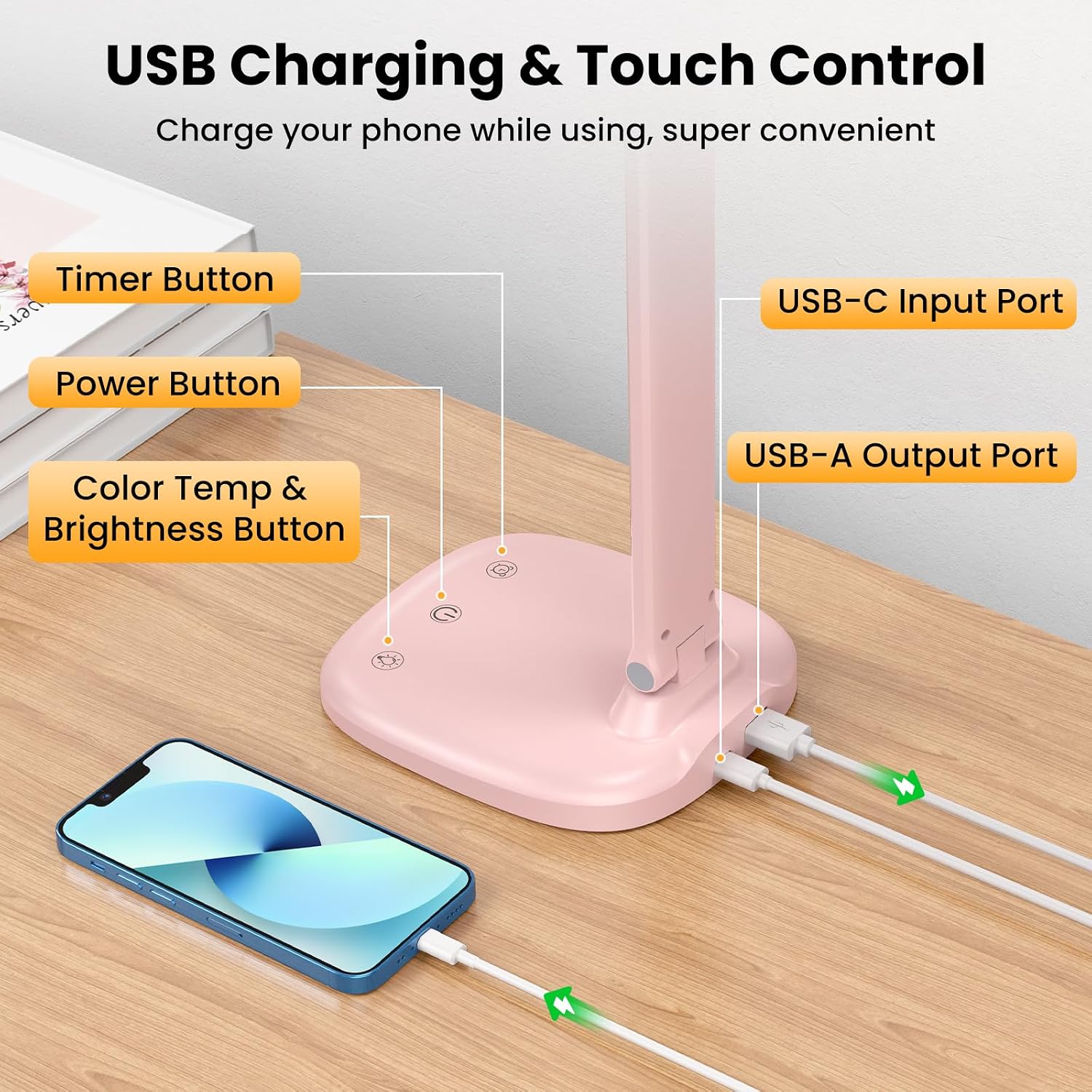 Thumbnail 3 de KQPZ Lampada da Scrivania: lampada pieghevole con batteria integrata, 5 temperature colore e controlli tattili