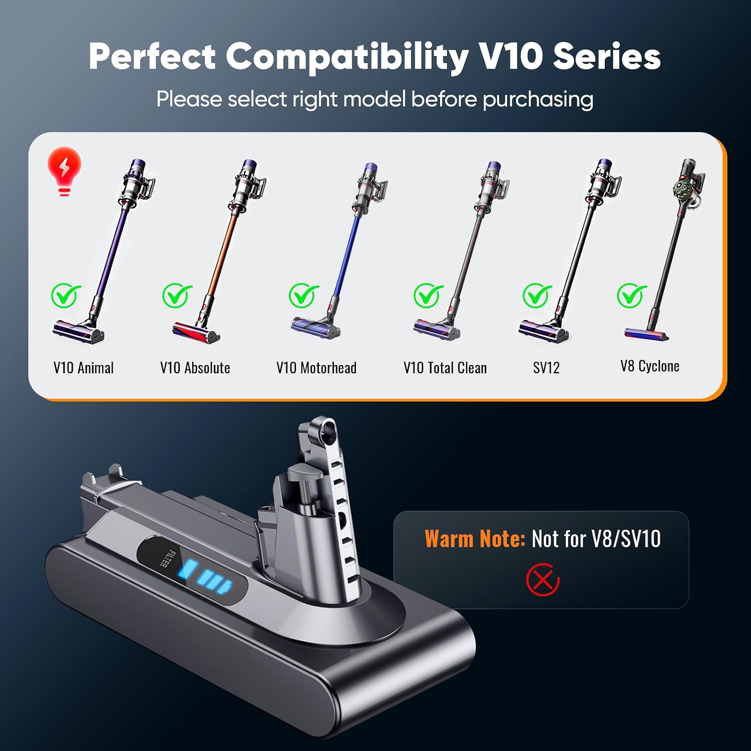 Thumbnail 3 de Apexilyfe V10/SV12 Replacement Battery for Dyson V10, 6,500mAh