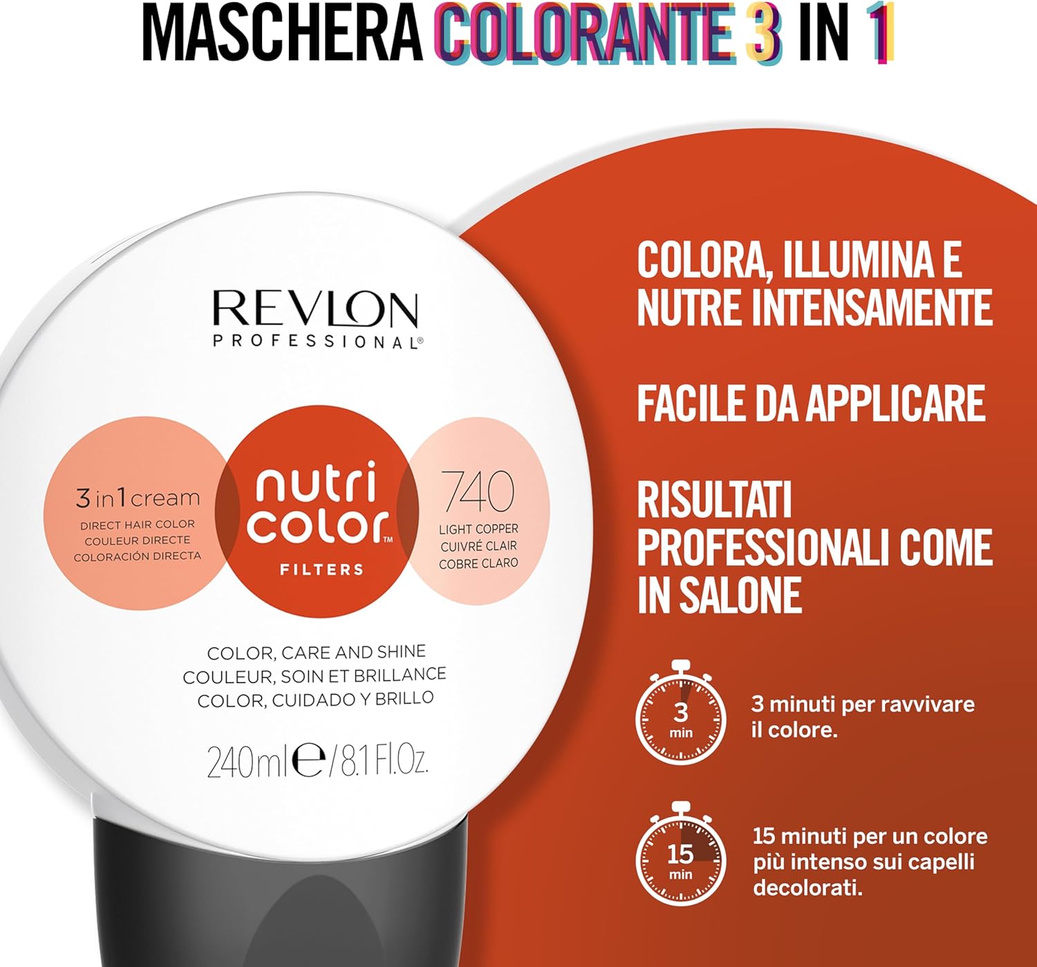 Thumbnail 1 de Revlon Professional Nutri Color Filters 3 in 1 — Maschera Colorante 740 Rame Chiaro (240 ml)