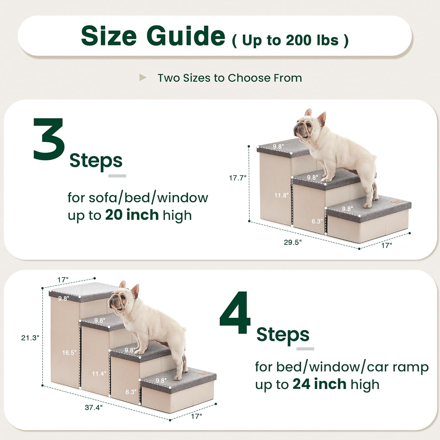 Detalle 2 de Love's cabin Dog Stairs 18" H for Beds