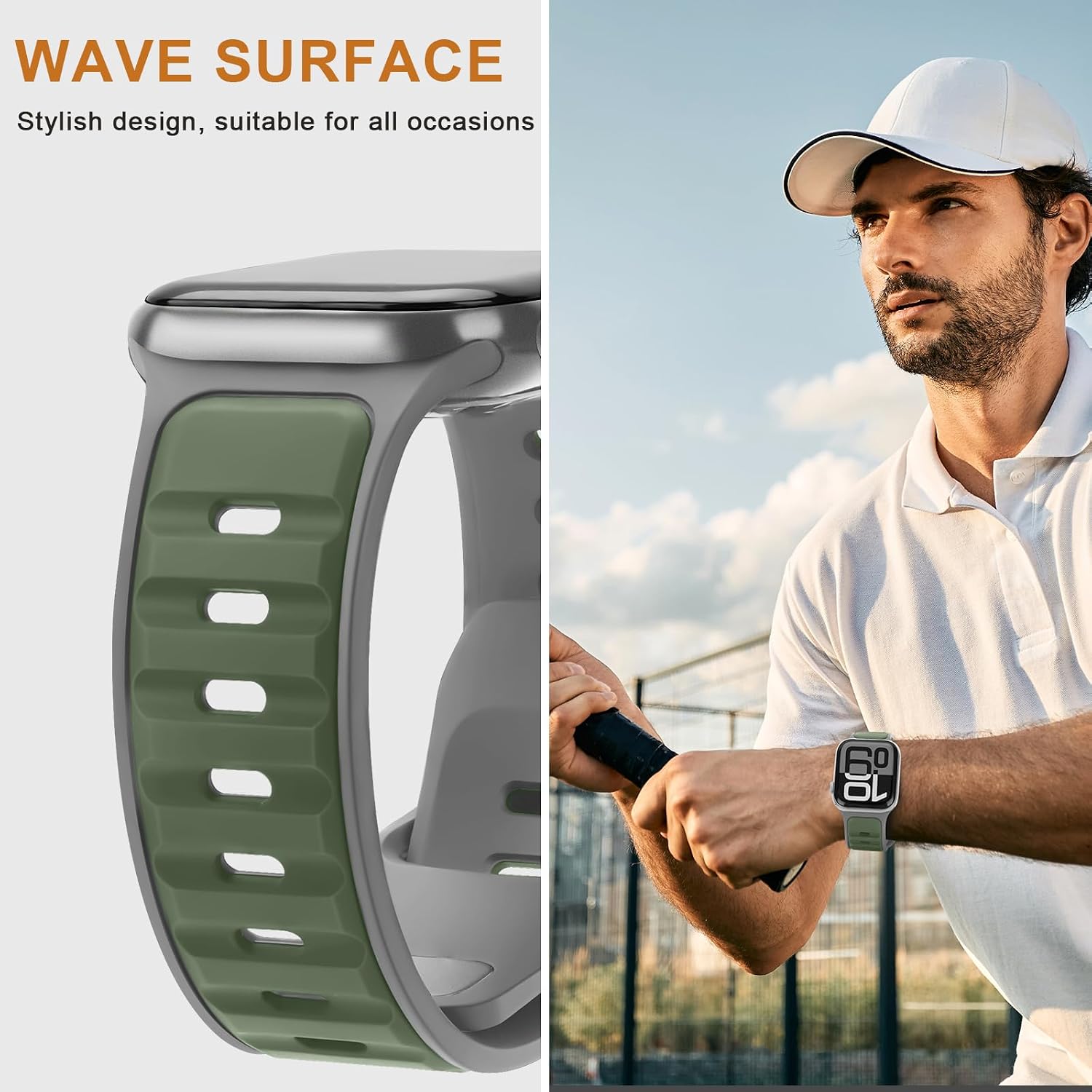 Detalle 2 de Anlinser Sport Straps for Apple Watch Ultra & Series (42–49mm) – Light Green