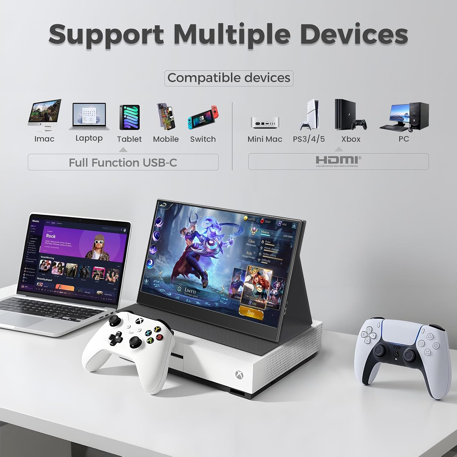 Detalle de UFYQL Portable Monitor 15.6" 1080p FHD IPS
