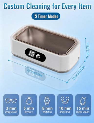 Thumbnail 2 de 650ml Ultrasonic Jewellery Cleaner by Olook (49000Hz) with 5 Timer Modes and Digital Display