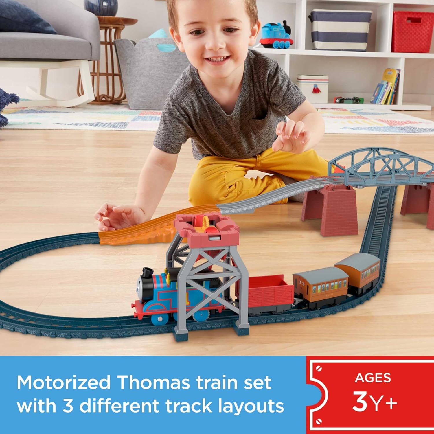 Detalle de Fisher-Price Thomas & Friends 3-in-1 Package Pickup Train Set with motorised Thomas (ages 3+)