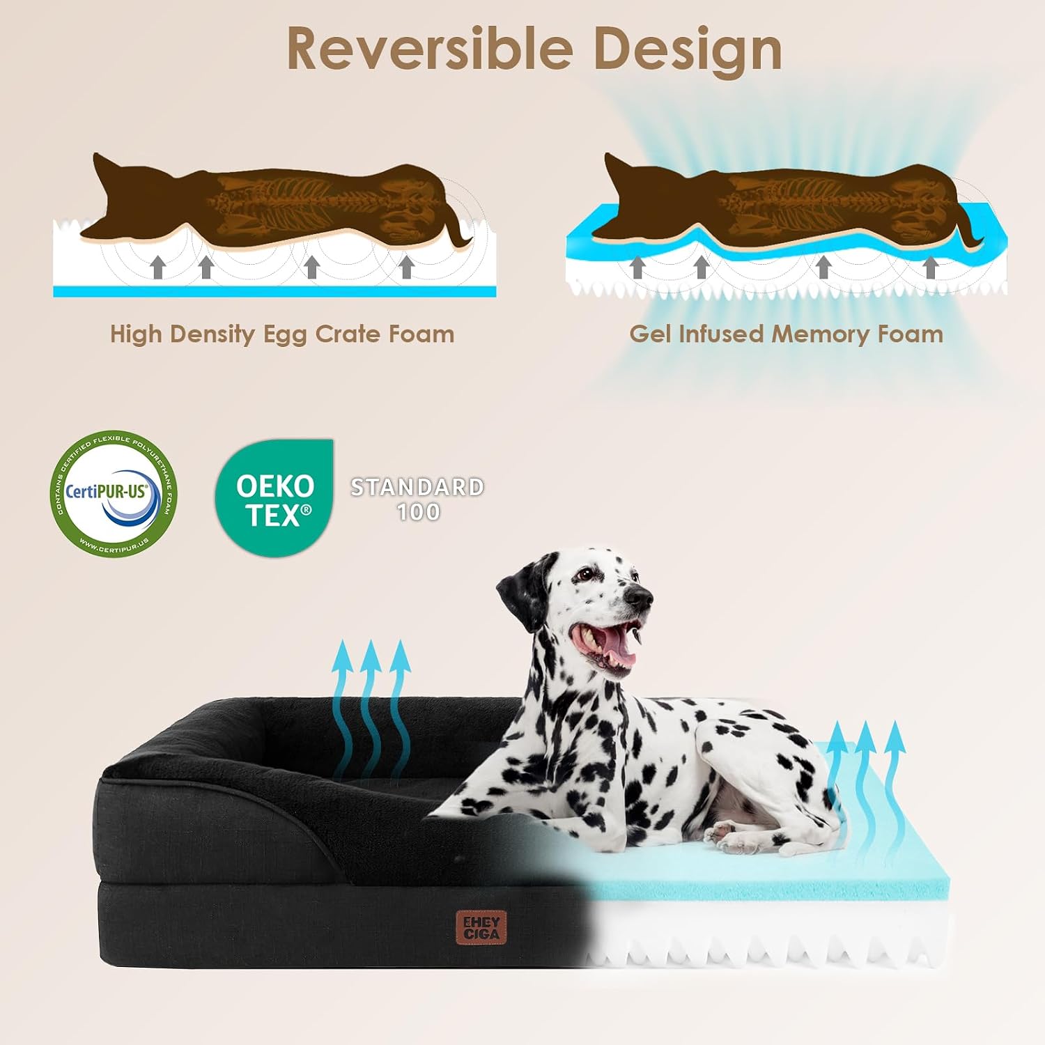 Thumbnail 2 de EHEYCIGA Orthopädisches Hundebett Kleine Hunde 76x51x16.5 cm – Memory Foam, wasserdicht, rutschfest
