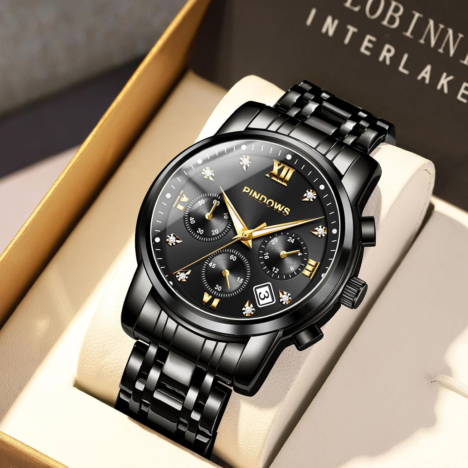 Thumbnail 6 de PINDOWS Herren Uhr mit Quarz und Datum