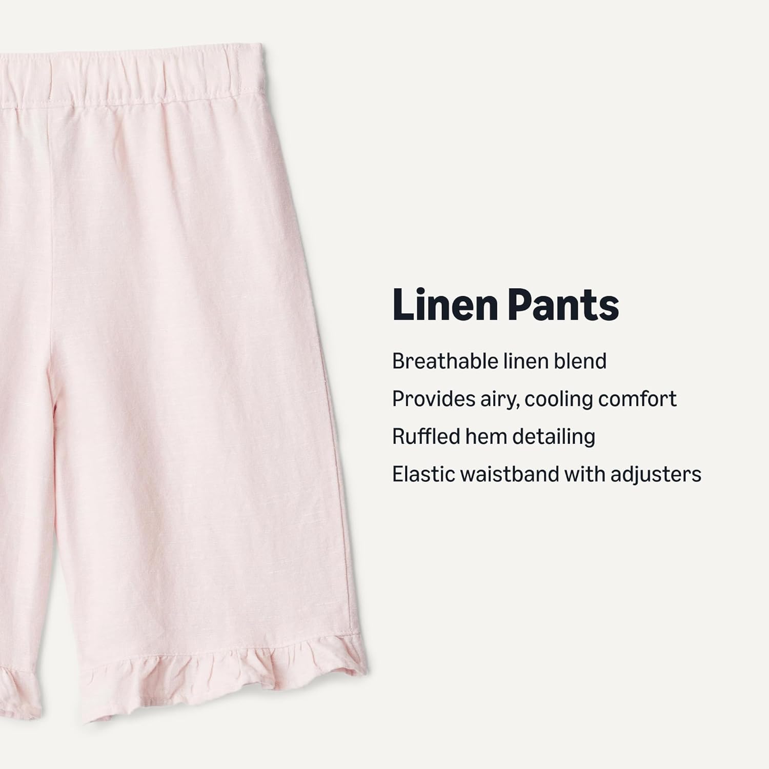 Detalle de Amazon Essentials x Sofia Grainge Toddlers and Baby Girls' Cotton Linen Wide Leg Pull-On Pant with Ruffles