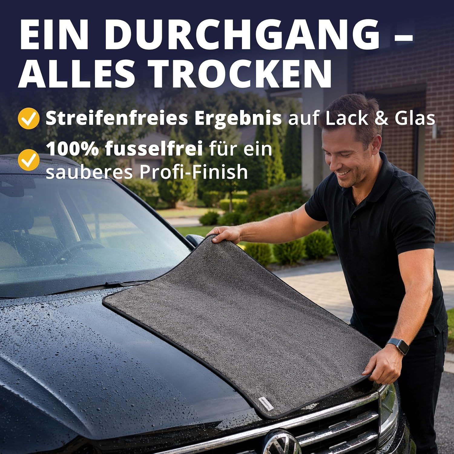 Detalle de LICARGO Auto Trockentuch XXL 90×60 cm – 550 GSM Twisted Loop Mikrofasertuch für streifenfreien Glanz