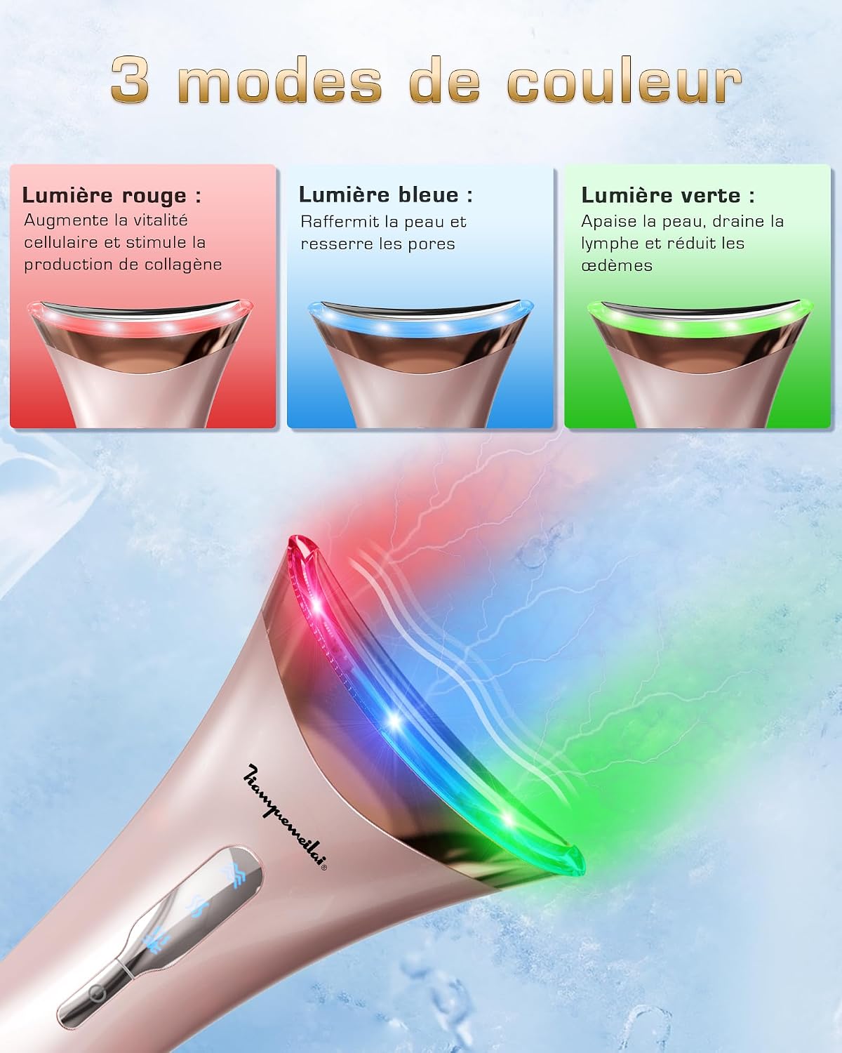 Detalle de Massaggiatore Viso EMS 3 LED 45°C