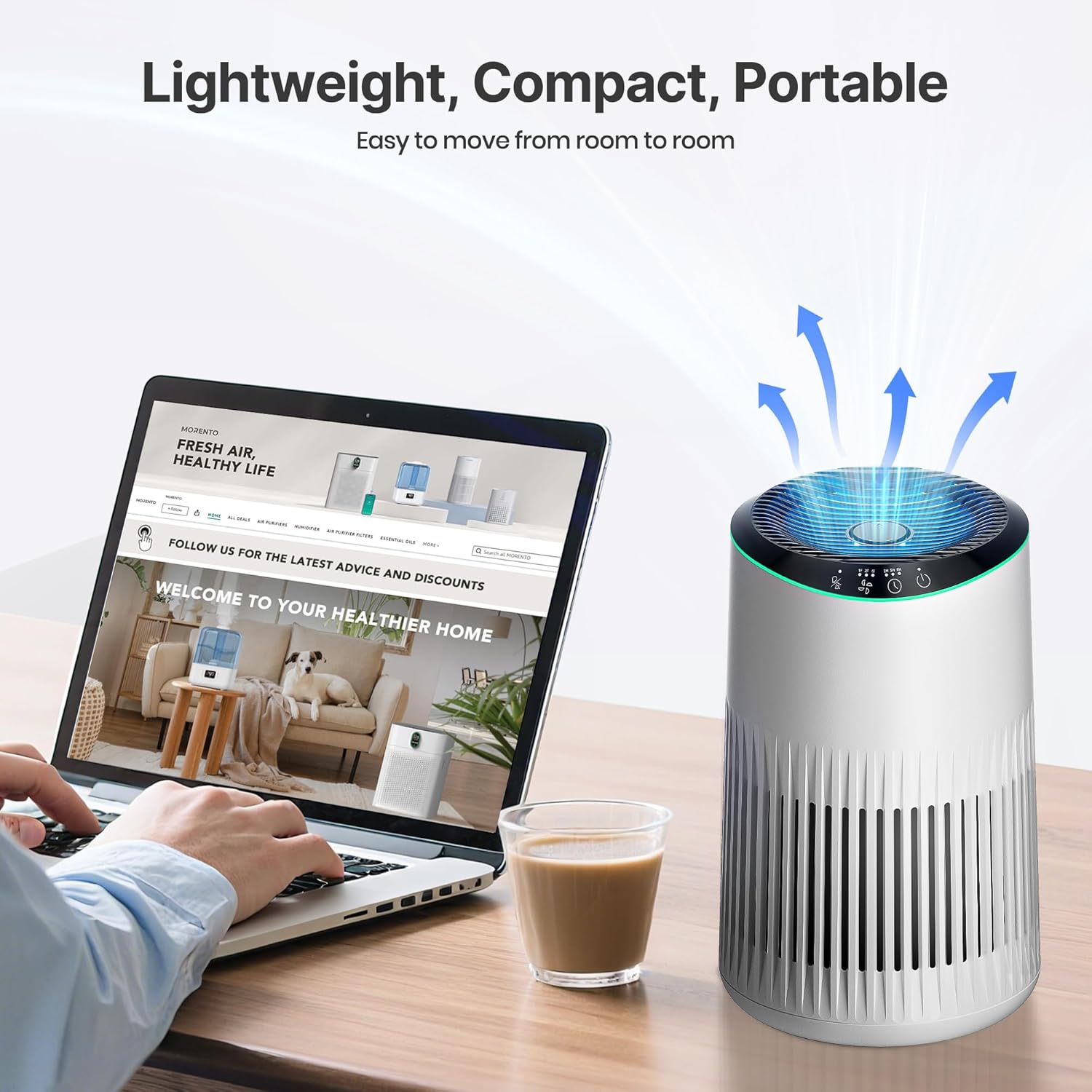 Thumbnail 6 de MERONTE Luftreiniger für Schlafzimmer (HEPA, 1 Pack + 3 Modi) mit HEPA-Filter und Schlafmodus