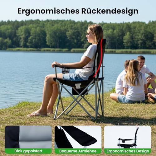 Thumbnail 6 de Meulbaty XXL Faltbarer Campingstuhl mit USB-Heizung, gepolstert – 182 kg Belastbarkeit