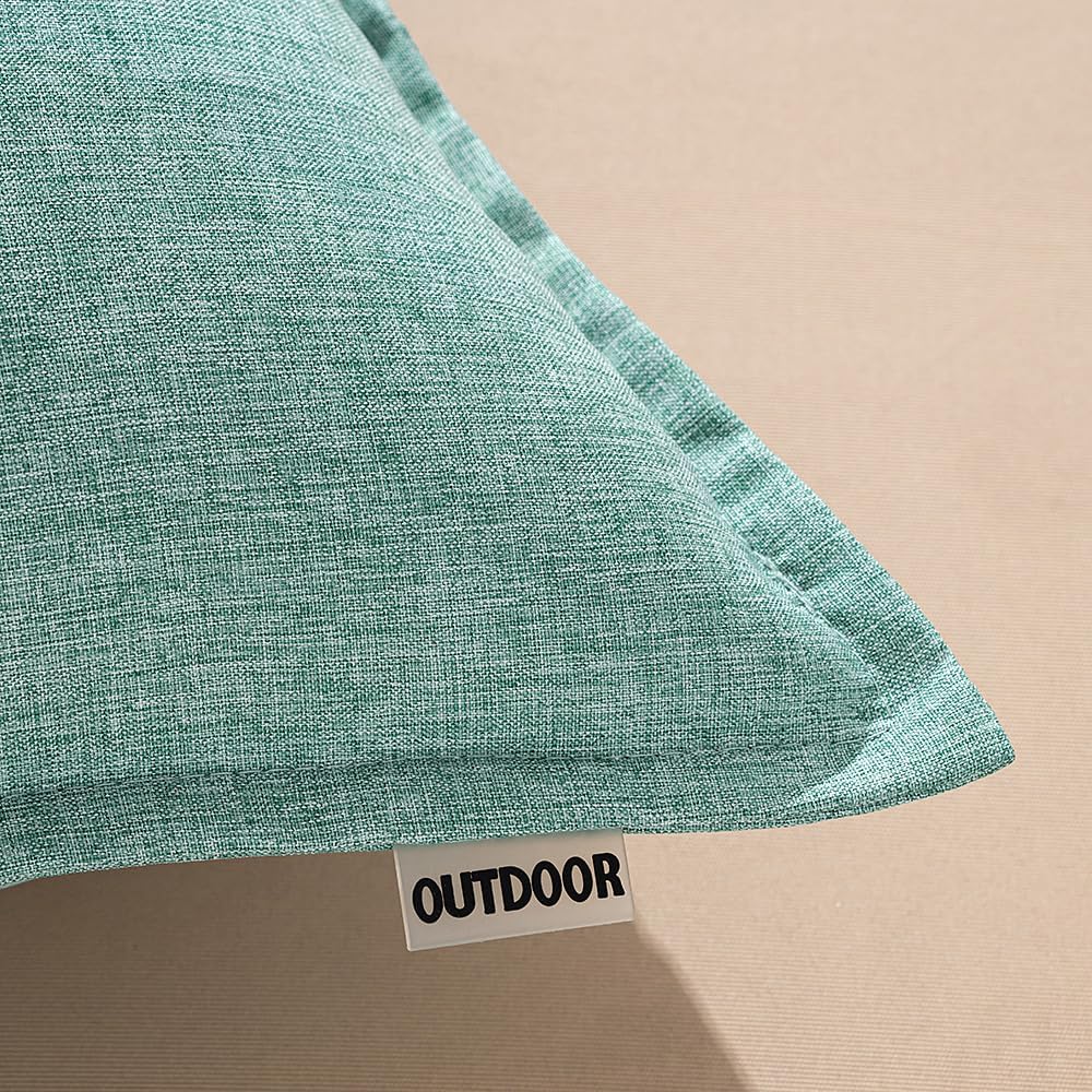 Thumbnail 1 de MIULEE Waterproof Faux Linen Outdoor Cushion Covers 45x45cm (Set of 2) – Blue Green