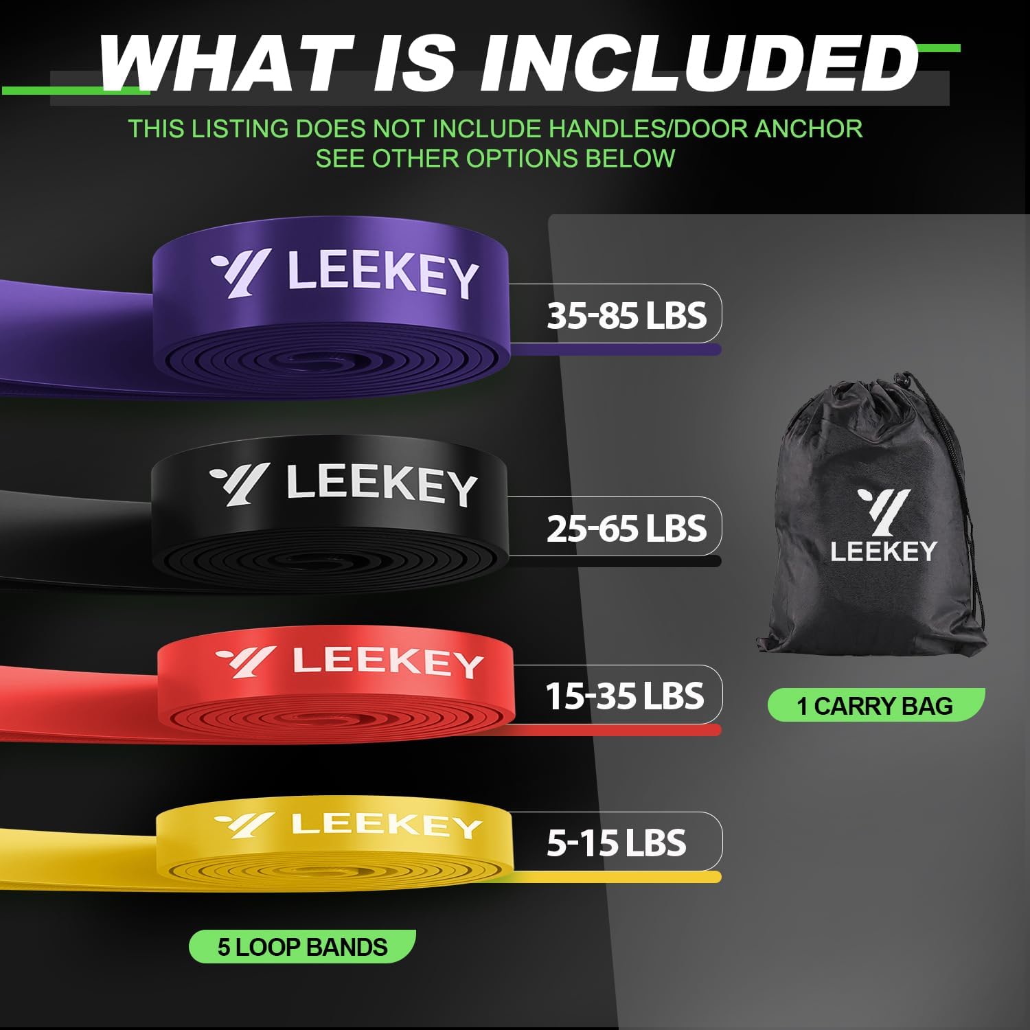 Thumbnail 3 de LEEKEY Resistance Bands, 5–85 lb Range