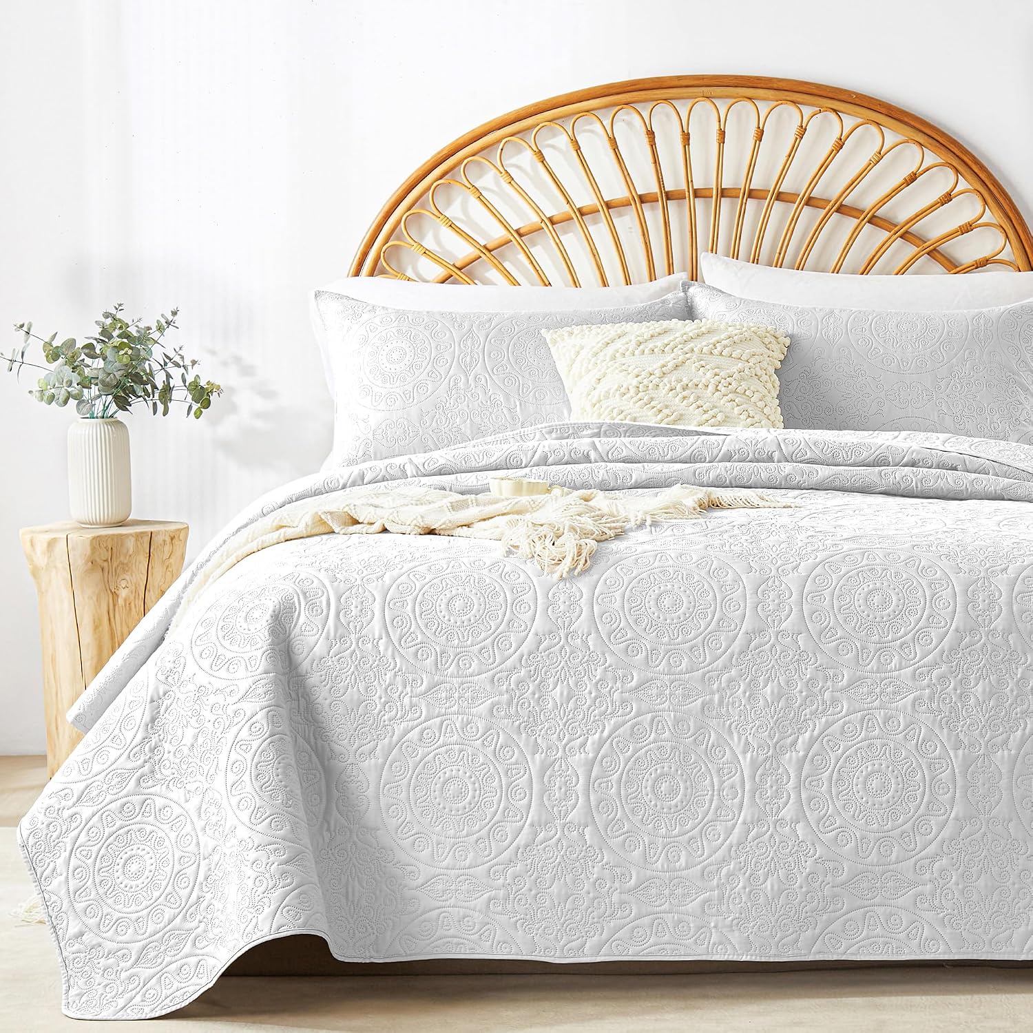 Detalle de WURUIBO White Quilt Set King/Cal King