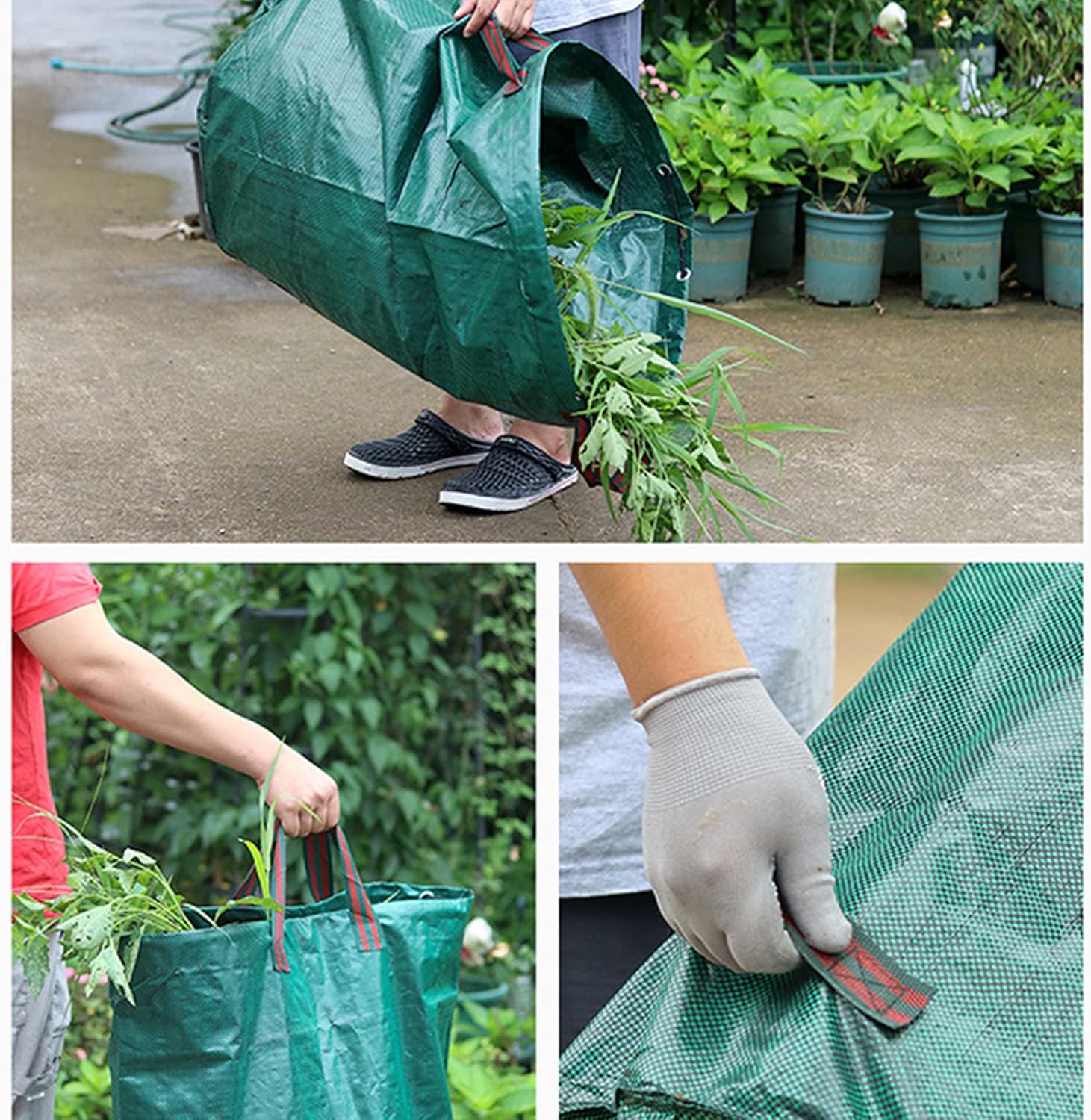 Thumbnail 5 de ZUCKLIGHT Heavy Duty Garden Waste Bags 120 Litre – 3 Reusable Builders Bags with Handles (Green)
