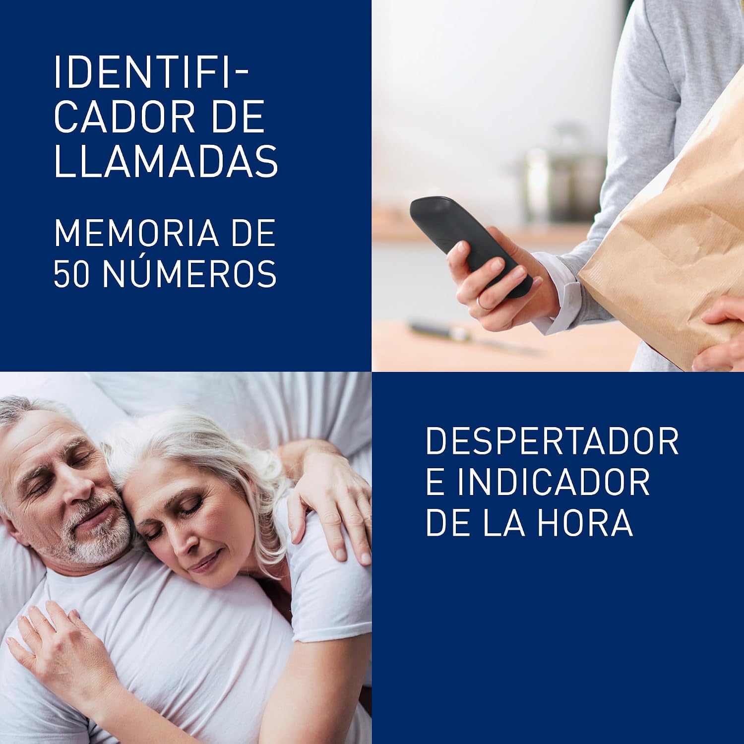 Detalle de Panasonic KX-TG1611SPH: teléfono fijo inalámbrico DECT con LCD, identificador de llamadas y agenda de 50