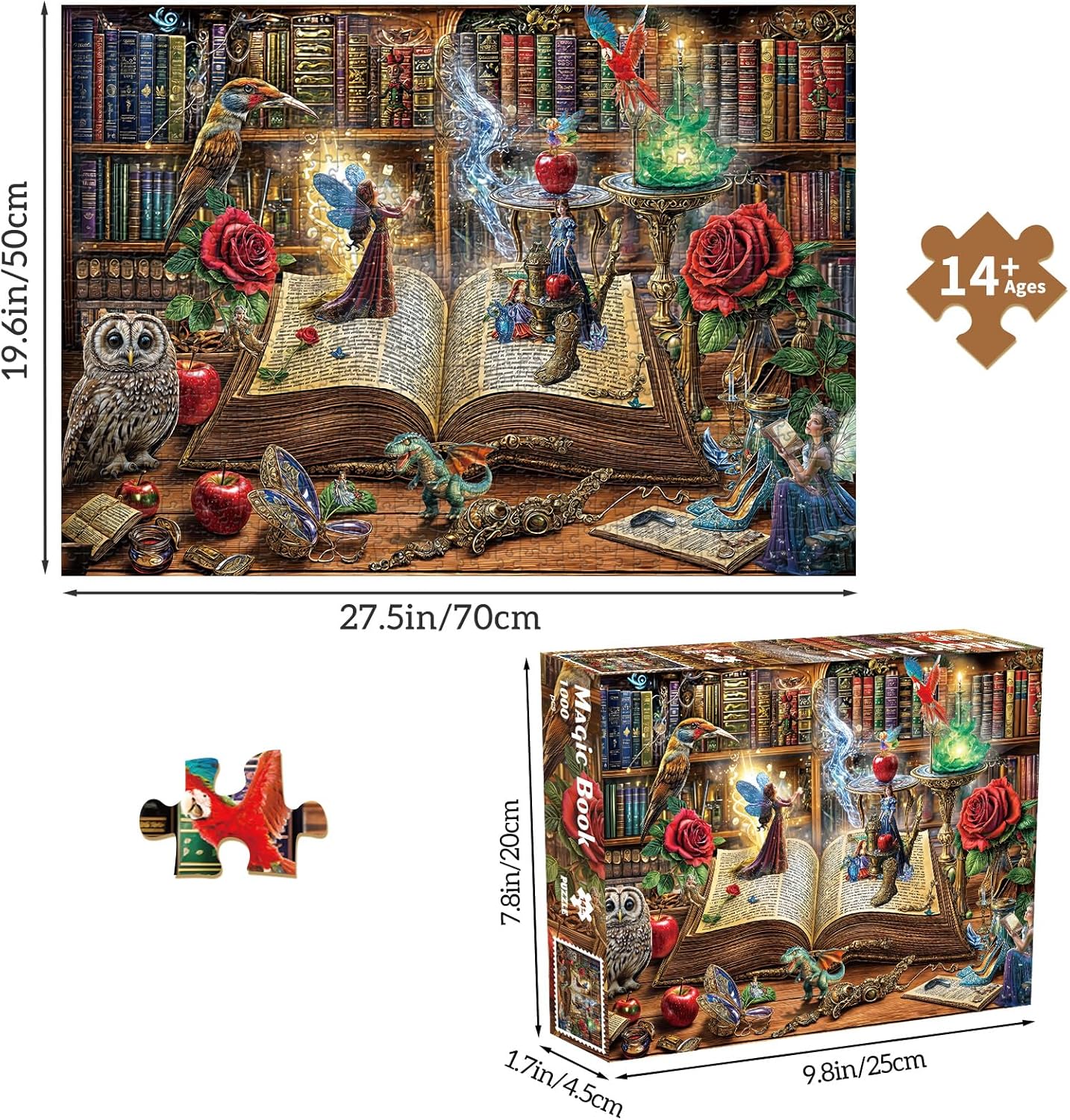 Detalle de Fantasy Secrets: Zauberbuch Puzzle mit 1000 Teilen (70 x 50 cm) – für Erwachsene und die ganze Familie